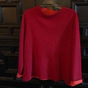 Eileen Fisher knit long sleeve red with orange